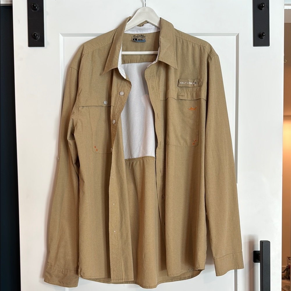Salt Life Beige Button-Up Shirt